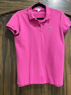 Lacoste Hot Pink Women's Polo with Signature Croc